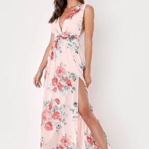 Blush Floral Print Maxi Dress